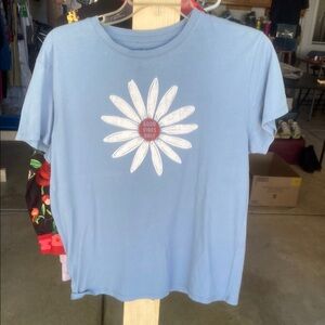 Fifth Sun Blue Tee with Daisy Graphic